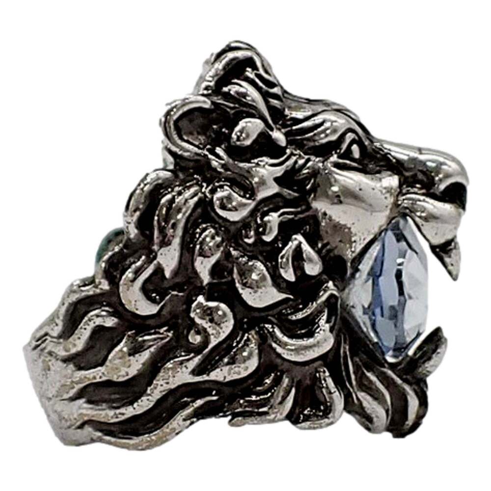 Gucci Lion Head Motif Silver Ring Crystal Size - Picture 4 of 5